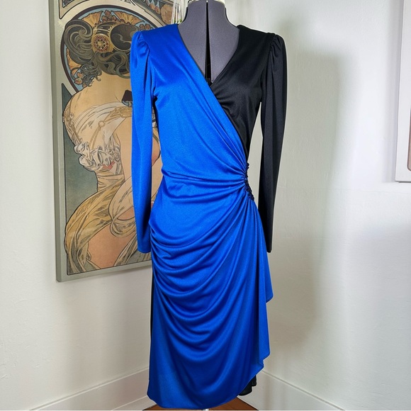 Nancy Bracoloni Dresses & Skirts - Women’s 80s Vintage Blue & Black Sequins Prom Cocktail Dress